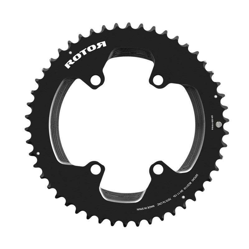 Rotor Round Ring BCD110x4 Outer Black - 11/12S Compatible