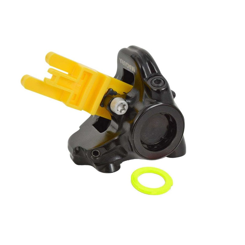 MAGURA Caliper Flatmount MT4N/MT8 SL Black Banjo Tube Connection, Cover Neon Yellow incl. Brake Pads (1 PC)