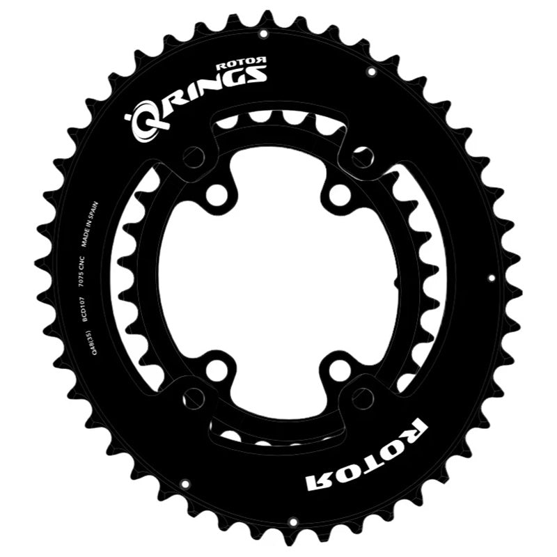 Rotor Aero Oval Q-Ring BCD110/80x4 Chainring Black - Shimano GRX